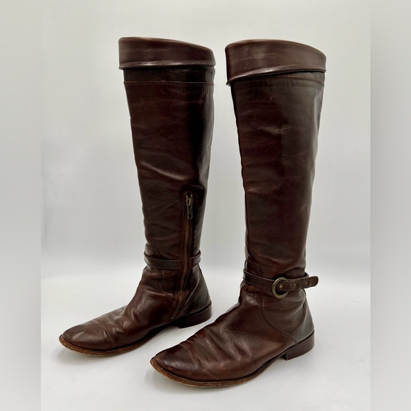 Frye tall dark brown leather riding boots - Picture 2 of 9